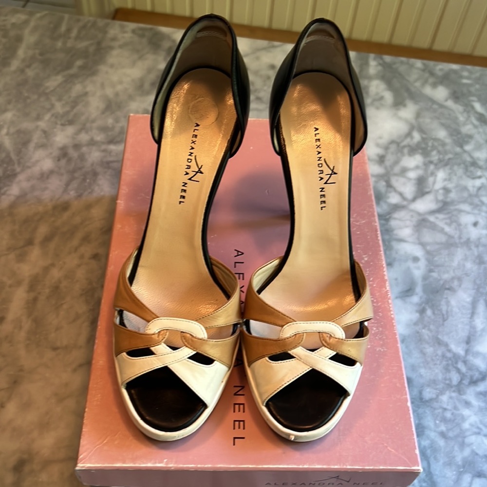 💥ALEXANDRA NEEL Eva K Tri-Color Platform Pumps